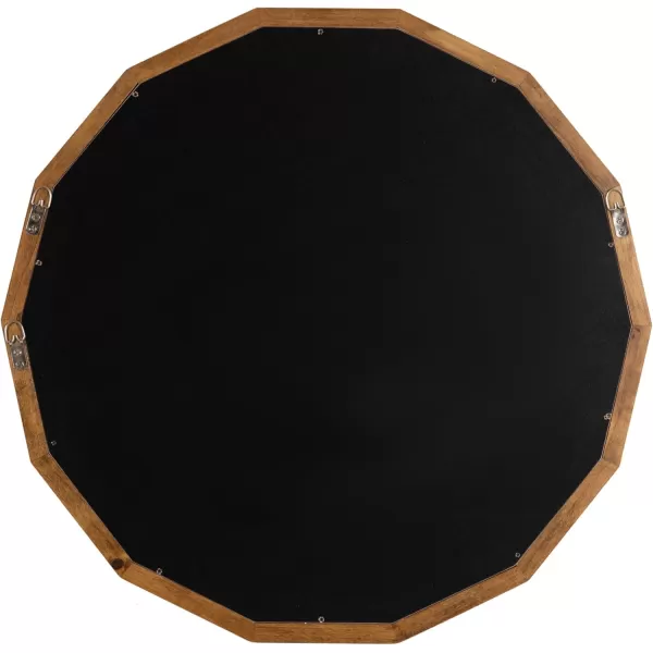 Kate and Laurel Endicott Modern Geometric Round Wall Mirror 26 Inch Diameter Black Transitional Faceted Wood Circle Mirror for Use as Bathroom Mirror for Over Sink or Cute Nursery MirrorRustic Brown