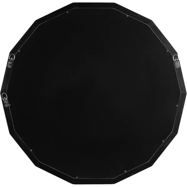 Kate and Laurel Endicott Modern Geometric Round Wall Mirror 26 Inch Diameter Black Transitional Faceted Wood Circle Mirror for Use as Bathroom Mirror for Over Sink or Cute Nursery MirrorBlack