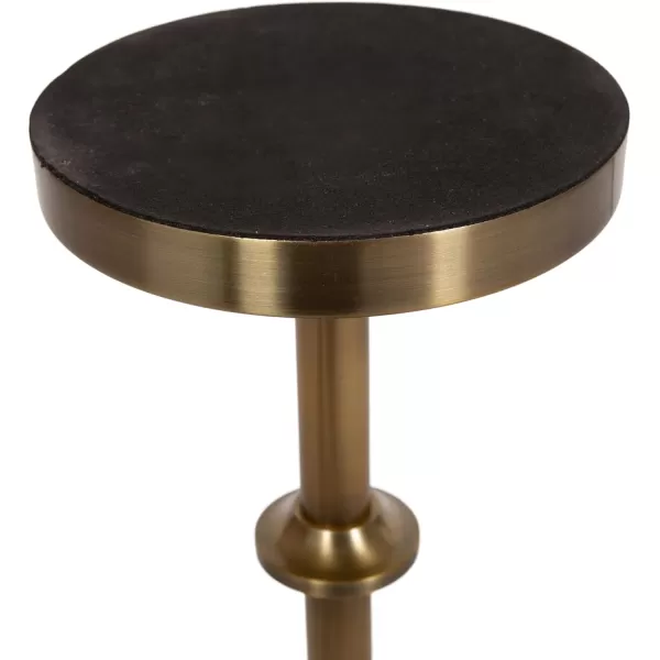 Kate and Laurel Engles Modern AdjustableHeight Pedestal Drink Table 10 x 10 x 30 Walnut Brown and Brass MidCentury Round Indoor Metal Plant Stand with Solid Wood TabletopWalnut BrownGold