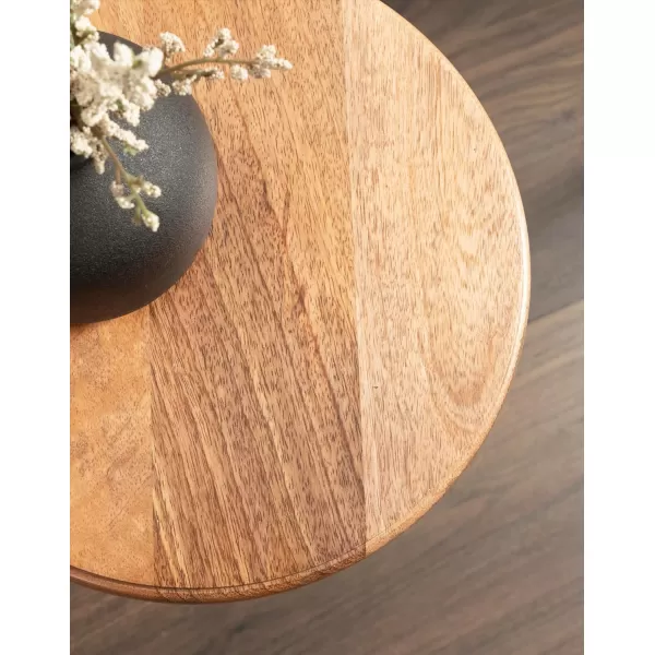 Kate and Laurel Engles Modern AdjustableHeight Pedestal Drink Table 10 x 10 x 30 Walnut Brown and Brass MidCentury Round Indoor Metal Plant Stand with Solid Wood TabletopNaturalBlack