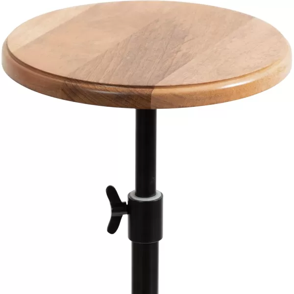 Kate and Laurel Engles Modern AdjustableHeight Pedestal Drink Table 10 x 10 x 30 Walnut Brown and Brass MidCentury Round Indoor Metal Plant Stand with Solid Wood TabletopNaturalBlack
