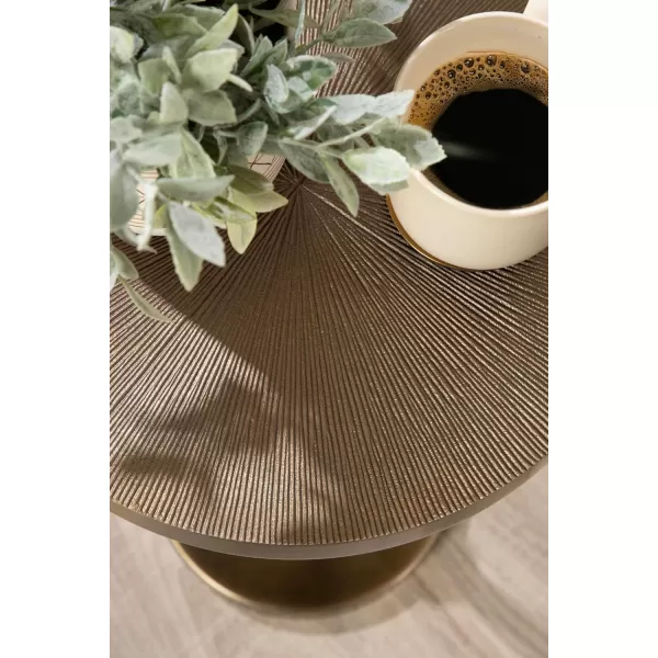 Kate and Laurel Engles Traditional AdjustableHeight Pedestal Side Table 14 x 14 x 30 Antique Brass Vintage Round Indoor Metal Plant Stand with Embossed Pattern for Use as Bedroom NightstandGold