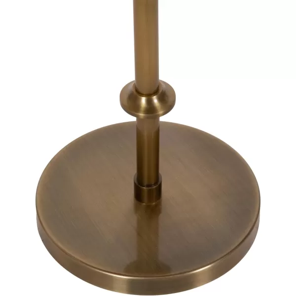 Kate and Laurel Engles Traditional AdjustableHeight Pedestal Side Table 14 x 14 x 30 Antique Brass Vintage Round Indoor Metal Plant Stand with Embossed Pattern for Use as Bedroom NightstandGold