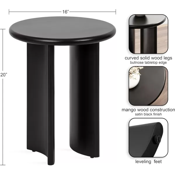 Kate and Laurel Erys MidCentury Modern Round Side Table 16 x 16 x 20 Dark Brown Transitional Wood End Table for Use as Bedroom Nightstand or Living Room Accent TableBlack