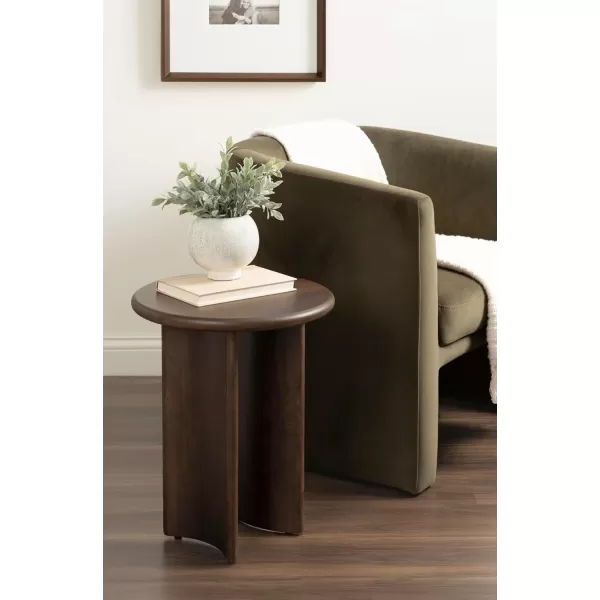 Kate and Laurel Erys MidCentury Modern Round Side Table 16 x 16 x 20 Dark Brown Transitional Wood End Table for Use as Bedroom Nightstand or Living Room Accent TableDark Brown