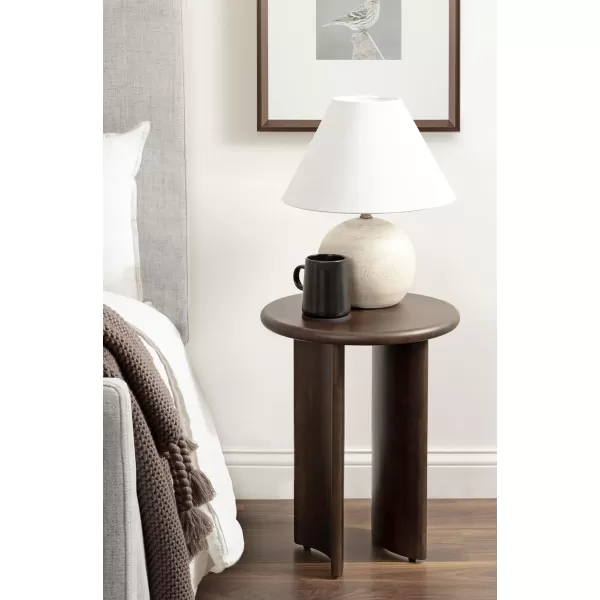 Kate and Laurel Erys MidCentury Modern Round Side Table 16 x 16 x 20 Dark Brown Transitional Wood End Table for Use as Bedroom Nightstand or Living Room Accent TableDark Brown