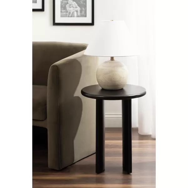Kate and Laurel Erys MidCentury Modern Round Side Table 16 x 16 x 20 Dark Brown Transitional Wood End Table for Use as Bedroom Nightstand or Living Room Accent TableBlack