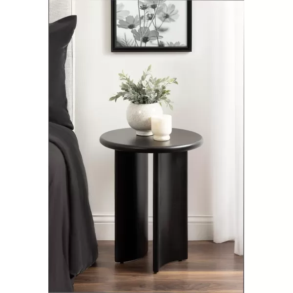 Kate and Laurel Erys MidCentury Modern Round Side Table 16 x 16 x 20 Dark Brown Transitional Wood End Table for Use as Bedroom Nightstand or Living Room Accent TableBlack
