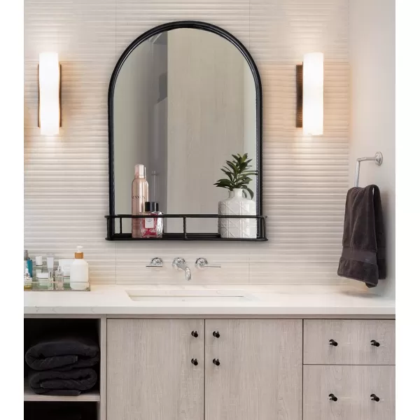 imageKate and Laurel Estero Modern Arched Mirror with Shelf 20 x 28 Gold Transitional Arch Mirror for WallBlack