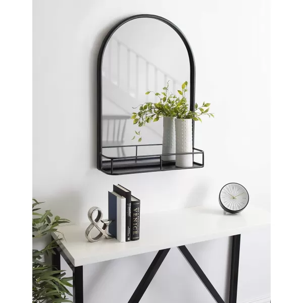imageKate and Laurel Estero Modern Arched Mirror with Shelf 20 x 28 Gold Transitional Arch Mirror for WallBlack