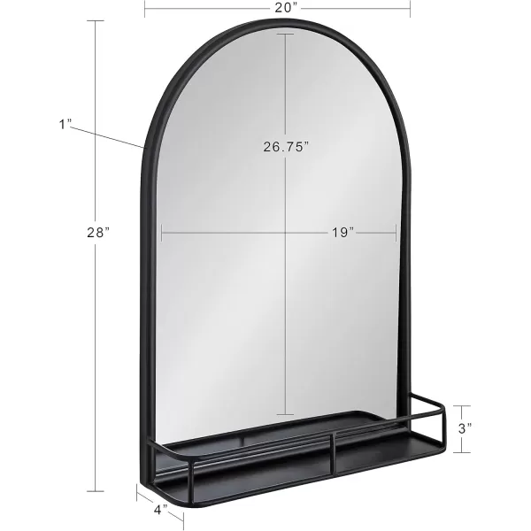 imageKate and Laurel Estero Modern Arched Mirror with Shelf 20 x 28 Gold Transitional Arch Mirror for WallBlack