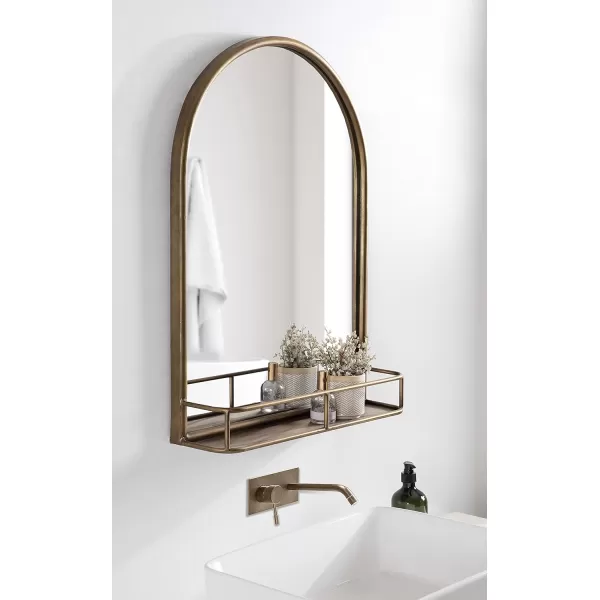 imageKate and Laurel Estero Modern Arched Mirror with Shelf 20 x 28 Gold Transitional Arch Mirror for WallGold