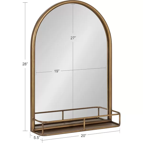 imageKate and Laurel Estero Modern Arched Mirror with Shelf 20 x 28 Gold Transitional Arch Mirror for WallGold