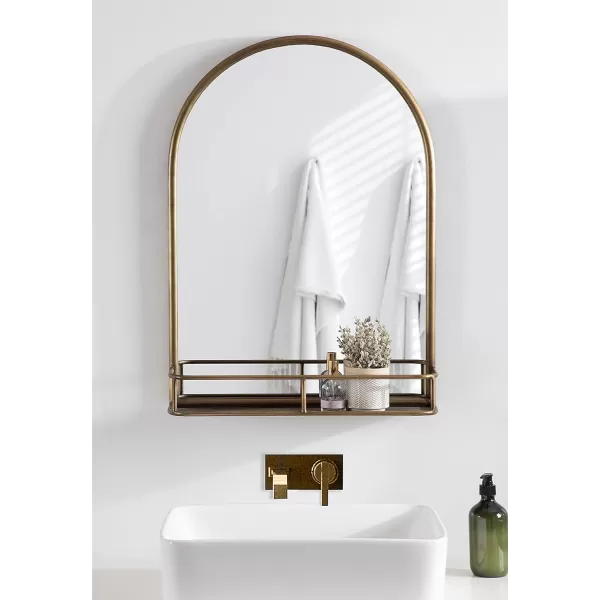 imageKate and Laurel Estero Modern Arched Mirror with Shelf 20 x 28 Gold Transitional Arch Mirror for WallGold