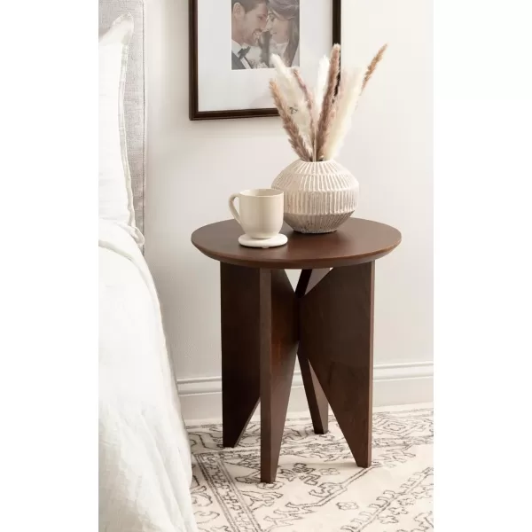 Kate and Laurel Faiza Modern Wooden Round Side Table 18 x 18 x 20 Black Transitional Wood End Table for Use as Bedroom Nightstand or Living Room Accent TableWalnut Brown