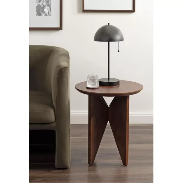 Kate and Laurel Faiza Modern Wooden Round Side Table 18 x 18 x 20 Black Transitional Wood End Table for Use as Bedroom Nightstand or Living Room Accent TableWalnut Brown
