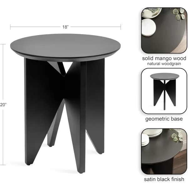 Kate and Laurel Faiza Modern Wooden Round Side Table 18 x 18 x 20 Black Transitional Wood End Table for Use as Bedroom Nightstand or Living Room Accent TableBlack