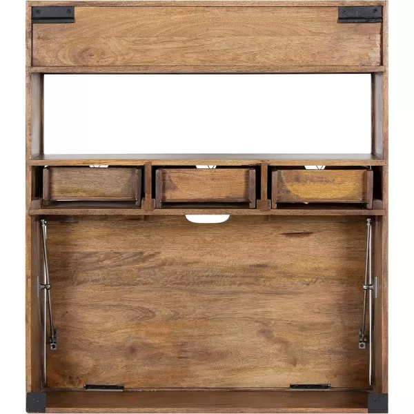 Kate and Laurel Georgie Rustic Wood Floating Desk 26 x 6 x 30 Rustic Brown Bohemian Computer Desk for Home Office with Folding DesignNatural