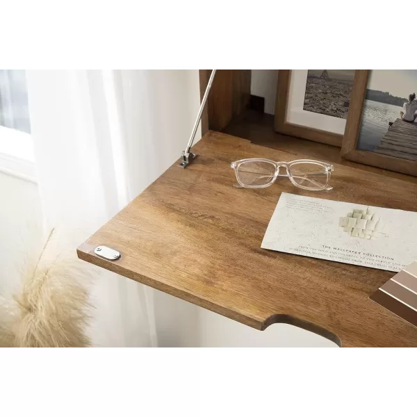 Kate and Laurel Georgie Rustic Wood Floating Desk 26 x 6 x 30 Rustic Brown Bohemian Computer Desk for Home Office with Folding DesignNatural