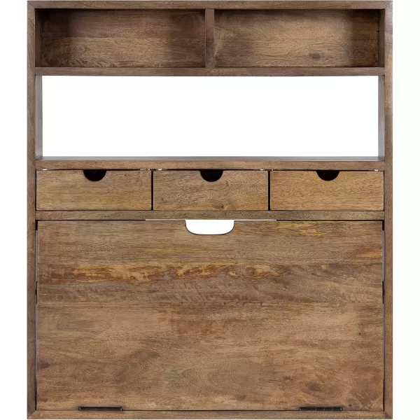 Kate and Laurel Georgie Rustic Wood Floating Desk 26 x 6 x 30 Rustic Brown Bohemian Computer Desk for Home Office with Folding DesignNatural