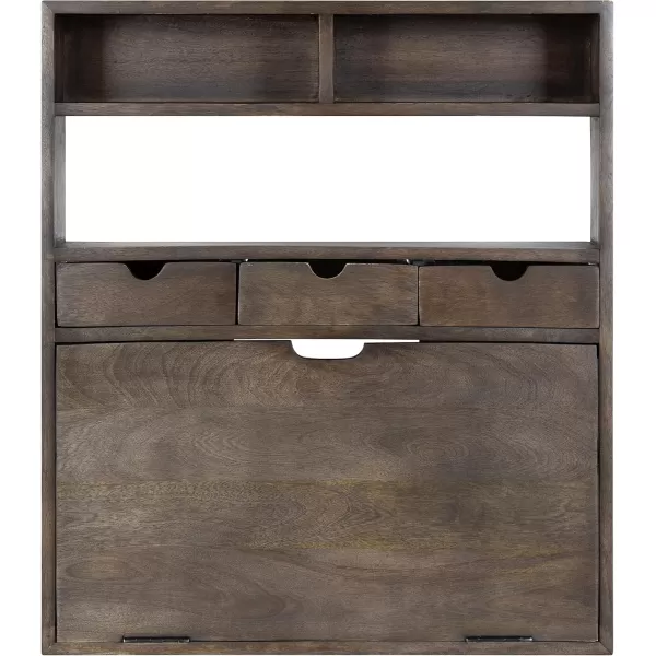 Kate and Laurel Georgie Rustic Wood Floating Desk 26 x 6 x 30 Rustic Brown Bohemian Computer Desk for Home Office with Folding DesignRustic Brown