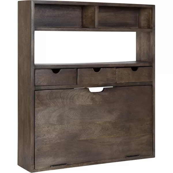 Kate and Laurel Georgie Rustic Wood Floating Desk 26 x 6 x 30 Rustic Brown Bohemian Computer Desk for Home Office with Folding DesignRustic Brown