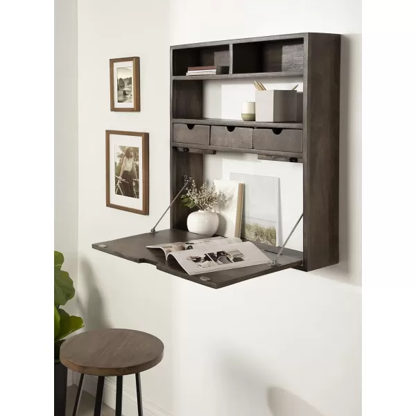Kate and Laurel Georgie Rustic Wood Floating Desk 26 x 6 x 30 Rustic Brown Bohemian Computer Desk for Home Office with Folding DesignRustic Brown