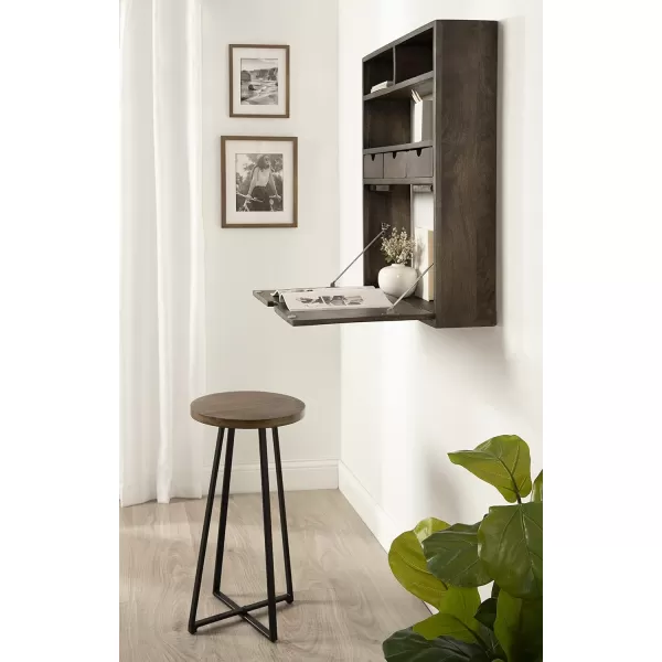 Kate and Laurel Georgie Rustic Wood Floating Desk 26 x 6 x 30 Rustic Brown Bohemian Computer Desk for Home Office with Folding DesignRustic Brown