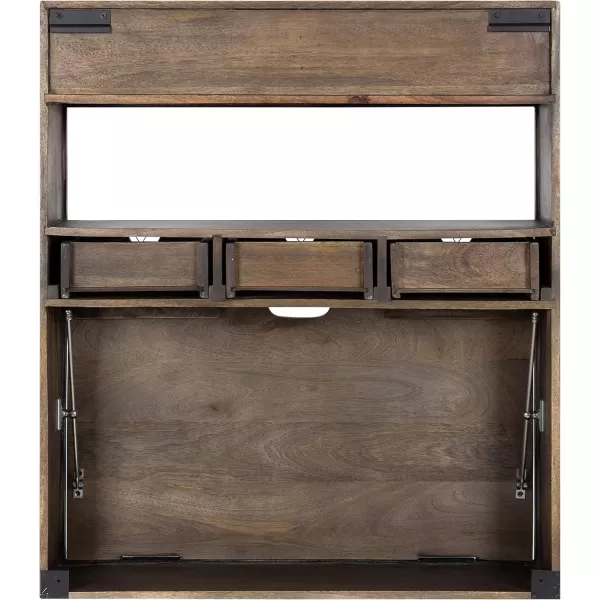 Kate and Laurel Georgie Rustic Wood Floating Desk 26 x 6 x 30 Rustic Brown Bohemian Computer Desk for Home Office with Folding DesignRustic Brown