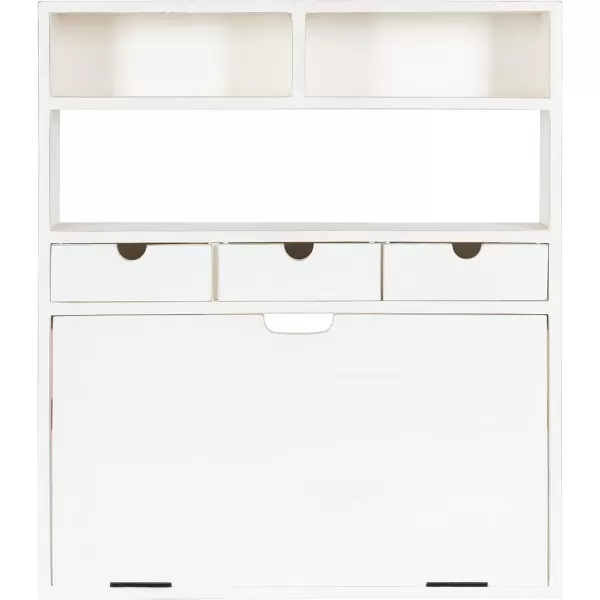 Kate and Laurel Georgie Rustic Wood Floating Desk 26 x 6 x 30 Rustic Brown Bohemian Computer Desk for Home Office with Folding DesignWhite