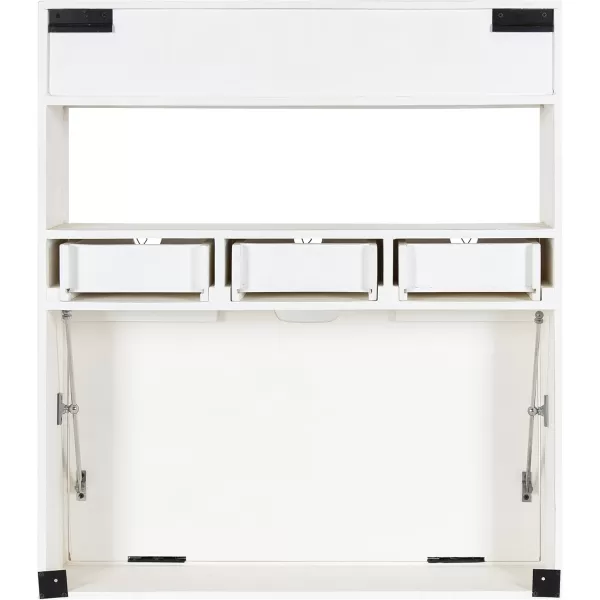 Kate and Laurel Georgie Rustic Wood Floating Desk 26 x 6 x 30 Rustic Brown Bohemian Computer Desk for Home Office with Folding DesignWhite