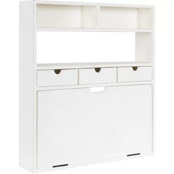 Kate and Laurel Georgie Rustic Wood Floating Desk 26 x 6 x 30 Rustic Brown Bohemian Computer Desk for Home Office with Folding DesignWhite