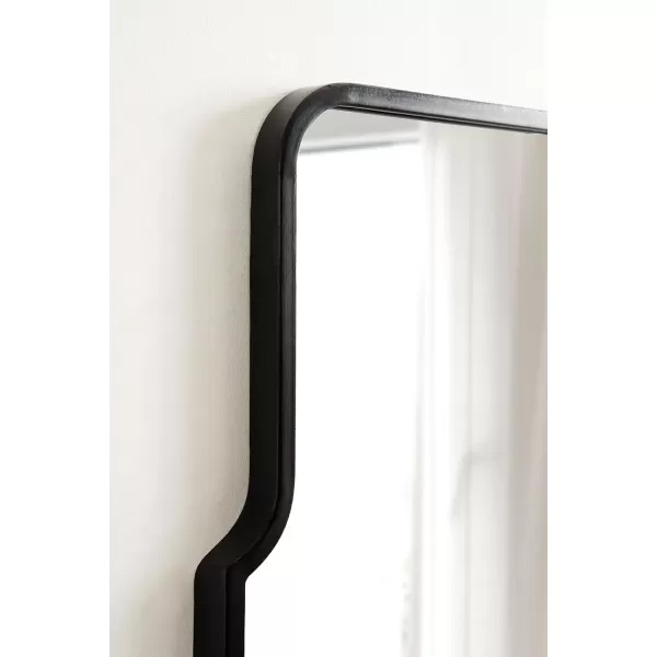 Kate and Laurel Gezella Wide Arch Mirror 37 x 24 Black Glam Scallop Arched Mirror Perfect for Bathroom Vanity or Fireplace Mantle