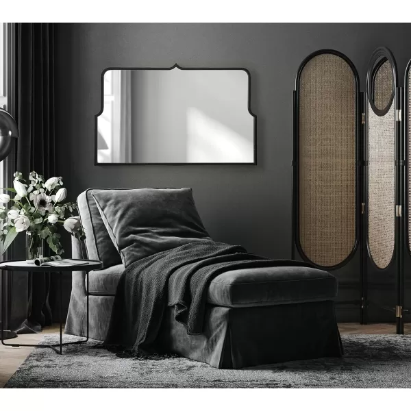 Kate and Laurel Gezella Wide Arch Mirror 37 x 24 Black Glam Scallop Arched Mirror Perfect for Bathroom Vanity or Fireplace Mantle