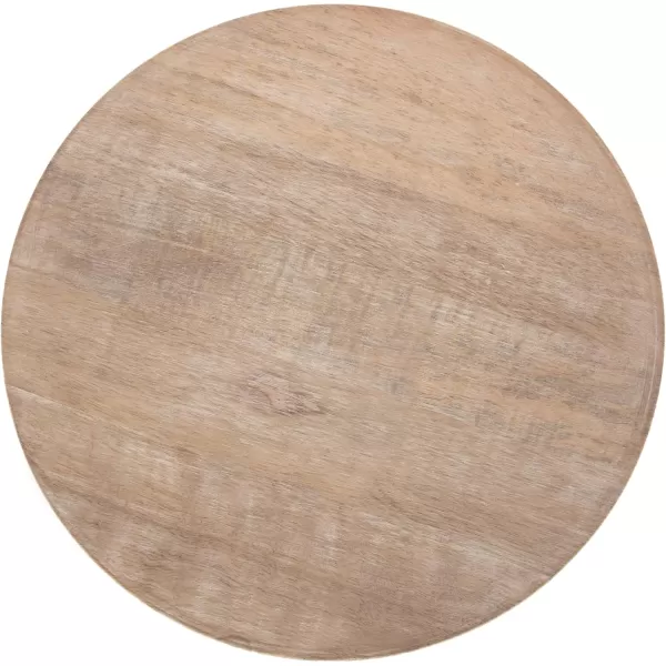 Kate and Laurel Gierson Modern Wooden Round Side Table 12 x 12 x 22 Dark Brown Transitional Scalloped Wood End Table for Use as Bedroom Nightstand or Living Room Accent TableNatural