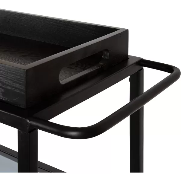 Kate and Laurel Giles Modern Metal Bar Cart with Removable Wood Tray 28 x 13 x 30 Black Chic Serving Cart for Storage Serving and DisplayBlack