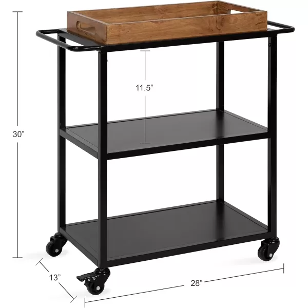 Kate and Laurel Giles Modern Metal Bar Cart with Removable Wood Tray 28 x 13 x 30 Black Chic Serving Cart for Storage Serving and DisplayRustic BrownBlack