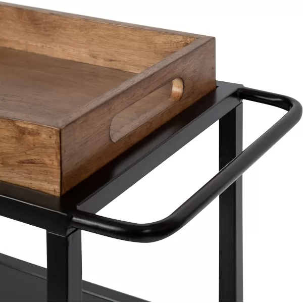 Kate and Laurel Giles Modern Metal Bar Cart with Removable Wood Tray 28 x 13 x 30 Black Chic Serving Cart for Storage Serving and DisplayRustic BrownBlack