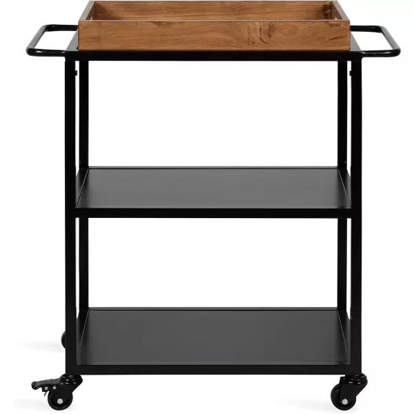 Kate and Laurel Giles Modern Metal Bar Cart with Removable Wood Tray 28 x 13 x 30 Black Chic Serving Cart for Storage Serving and DisplayRustic BrownBlack