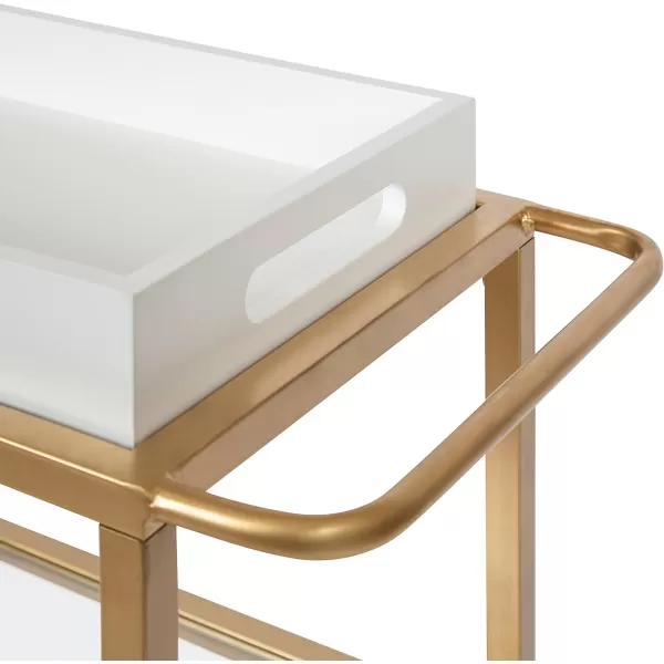 Kate and Laurel Giles Modern Metal Bar Cart with Removable Wood Tray 28 x 13 x 30 Black Chic Serving Cart for Storage Serving and DisplayWhiteGold
