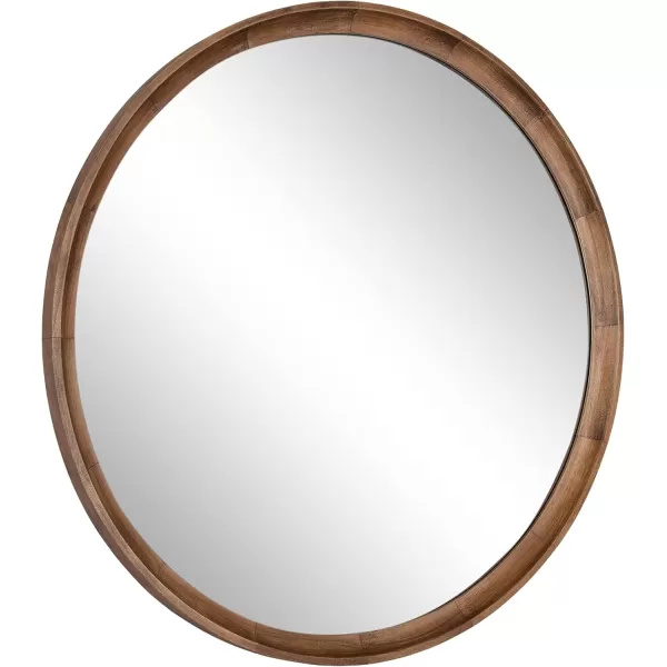 imageKate and Laurel Hatherleigh Modern Round Wooden Wall Mirror 34Inch Diameter Natural Wood Decorative Wood Circle Mirror for Use in Bathroom Entryway or BedroomRustic Brown