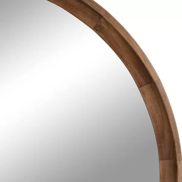 imageKate and Laurel Hatherleigh Modern Round Wooden Wall Mirror 34Inch Diameter Natural Wood Decorative Wood Circle Mirror for Use in Bathroom Entryway or BedroomRustic Brown