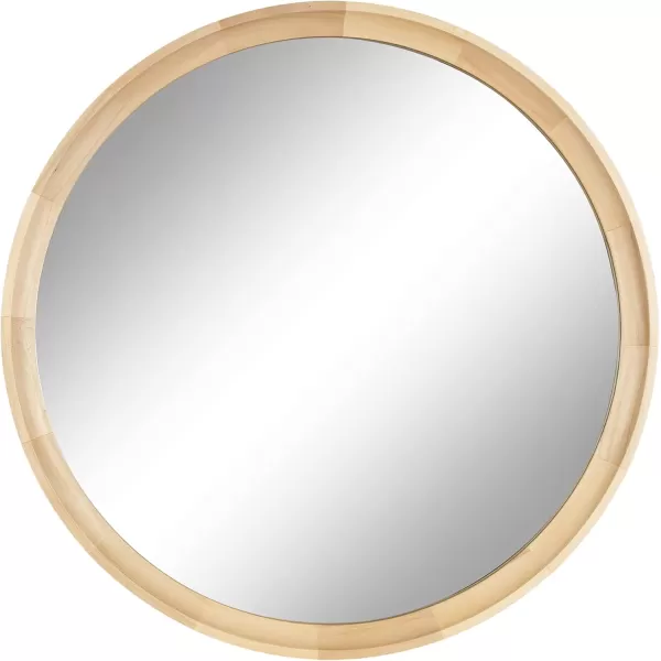 imageKate and Laurel Hatherleigh Modern Round Wooden Wall Mirror 34Inch Diameter Natural Wood Decorative Wood Circle Mirror for Use in Bathroom Entryway or BedroomNatural