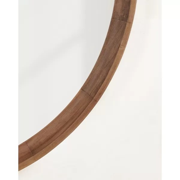 imageKate and Laurel Hatherleigh Modern Round Wooden Wall Mirror 34Inch Diameter Natural Wood Decorative Wood Circle Mirror for Use in Bathroom Entryway or BedroomRustic Brown