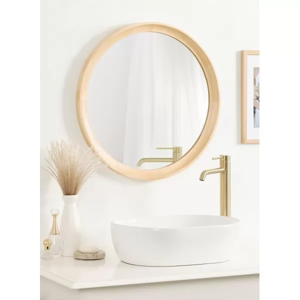 imageKate and Laurel Hatherleigh Modern Round Wooden Wall Mirror 34Inch Diameter Natural Wood Decorative Wood Circle Mirror for Use in Bathroom Entryway or BedroomNatural