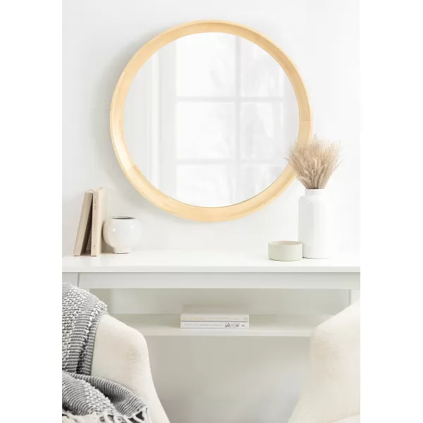 imageKate and Laurel Hatherleigh Modern Round Wooden Wall Mirror 34Inch Diameter Natural Wood Decorative Wood Circle Mirror for Use in Bathroom Entryway or BedroomNatural