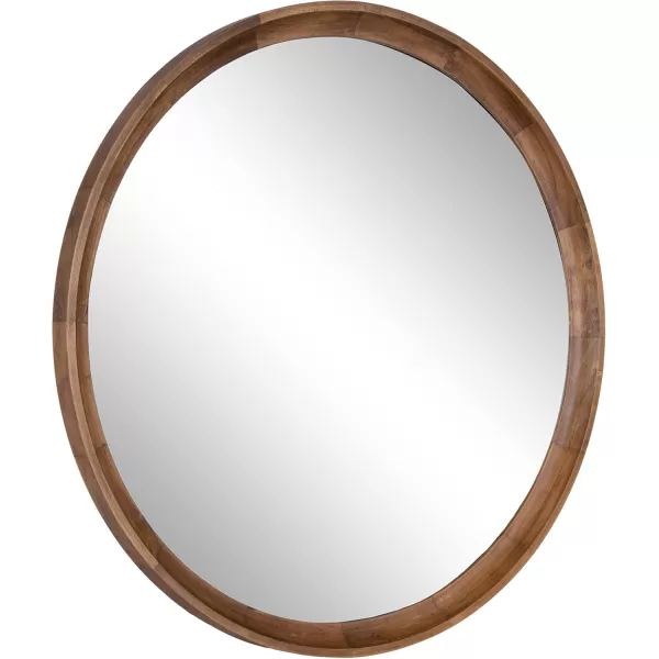 imageKate and Laurel Hatherleigh Modern Round Wooden Wall Mirror 34Inch Diameter Natural Wood Decorative Wood Circle Mirror for Use in Bathroom Entryway or BedroomRustic Brown