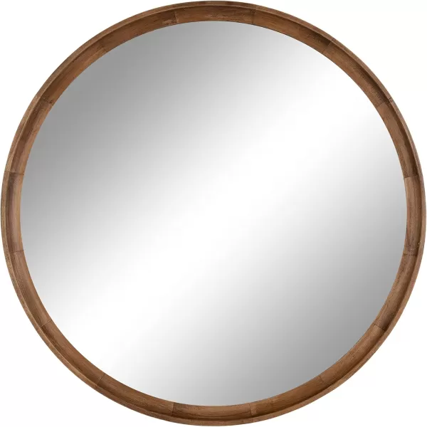 imageKate and Laurel Hatherleigh Modern Round Wooden Wall Mirror 34Inch Diameter Natural Wood Decorative Wood Circle Mirror for Use in Bathroom Entryway or BedroomRustic Brown