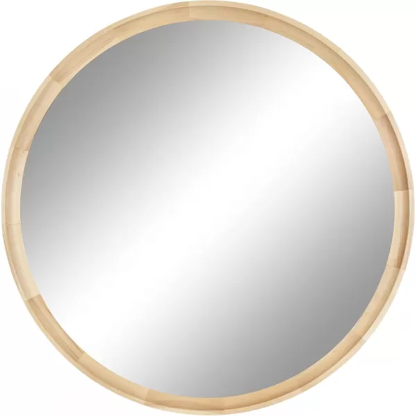 imageKate and Laurel Hatherleigh Modern Round Wooden Wall Mirror 34Inch Diameter Natural Wood Decorative Wood Circle Mirror for Use in Bathroom Entryway or BedroomNatural