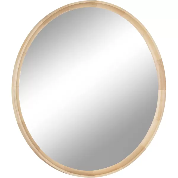 imageKate and Laurel Hatherleigh Modern Round Wooden Wall Mirror 34Inch Diameter Natural Wood Decorative Wood Circle Mirror for Use in Bathroom Entryway or BedroomNatural